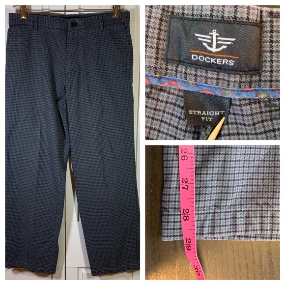 Dockers‎ Straight Fit Plaid Casual Pants 33x30 (33x29) Fun Work Preppy Academia - Picture 1 of 12
